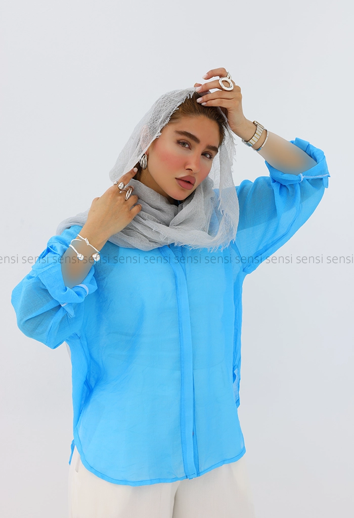 شومیز شیشه ای دکمه مخفی کد1005936